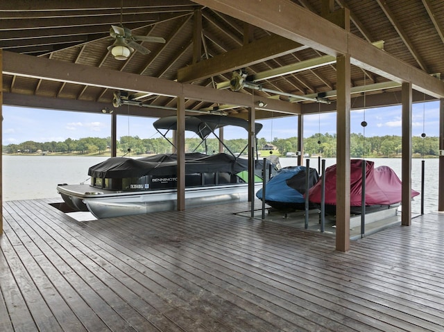 dock area featuring a water view and boat lift