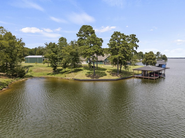 property view of water featuring a boat dock