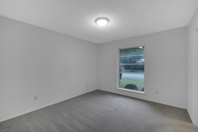 spare room with a textured ceiling and carpet floors