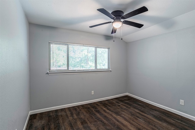 spare room with ceiling fan and hardwood / wood-style flooring