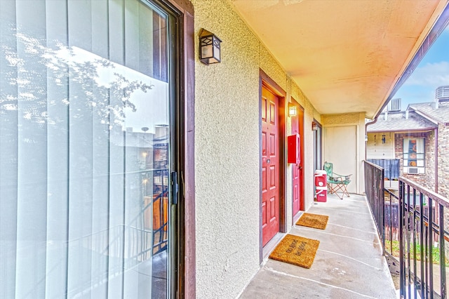 doorway to property with a balcony