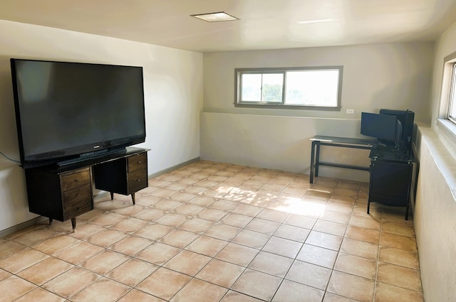 interior space featuring light tile patterned floors