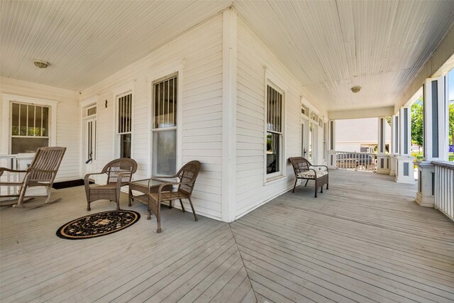 wooden deck with covered porch