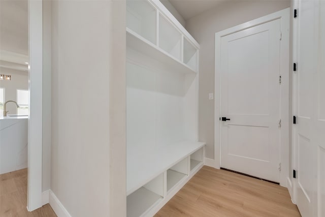 mudroom featuring light hardwood / wood-style flooring