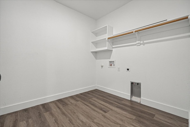 laundry area featuring washer hookup, hookup for a gas dryer, hardwood / wood-style floors, and electric dryer hookup