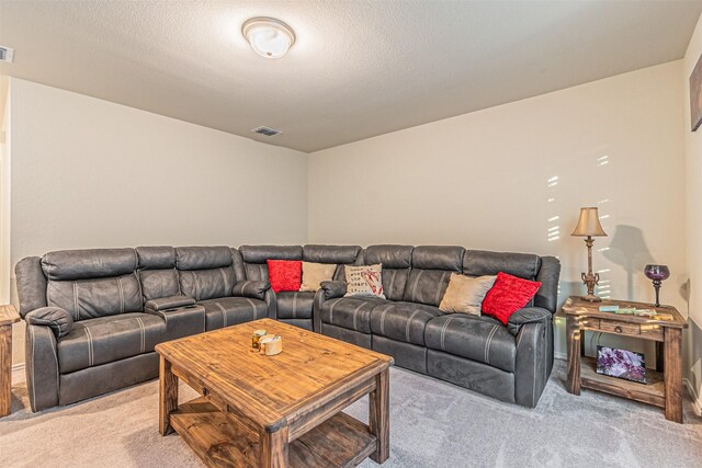 living room featuring light colored carpet