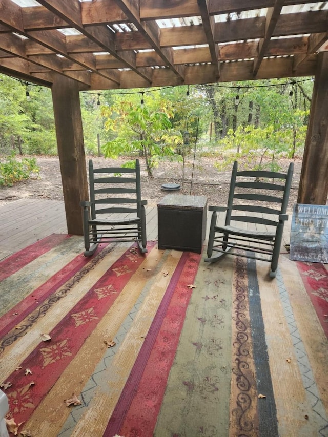 view of patio / terrace with a pergola and a deck