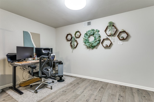 office area featuring hardwood / wood-style flooring