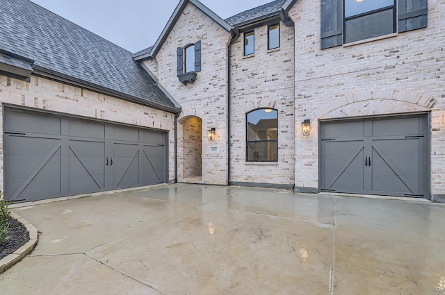 exterior space featuring a garage