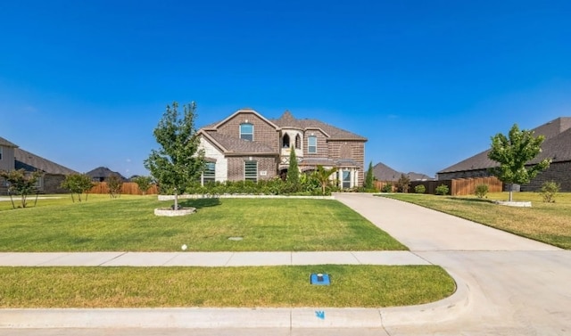 view of front of property featuring a front lawn