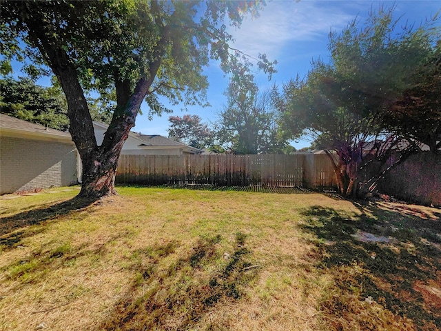 view of yard featuring a fenced backyard