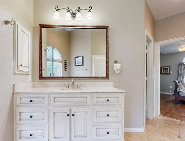 2713 Redfield Dr, Plano, TX 75025 - bathroom featuring vanity, baseboards, and tile patterned floors