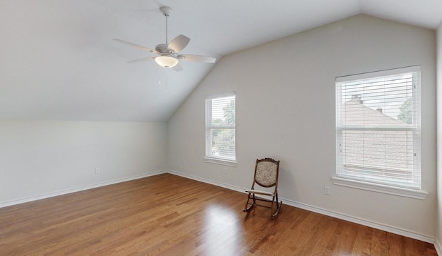2713 Redfield Dr, Plano, TX 75025 - bonus room with vaulted ceiling, a ceiling fan, wood finished floors, and baseboards