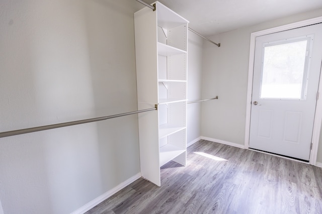 walk in closet featuring hardwood / wood-style floors