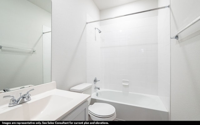 full bathroom featuring vanity, toilet, and tiled shower / bath combo