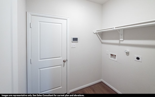 laundry room featuring hookup for a washing machine, dark hardwood / wood-style floors, gas dryer hookup, and electric dryer hookup