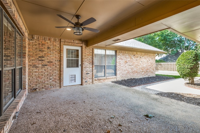 view of patio with ceiling fan