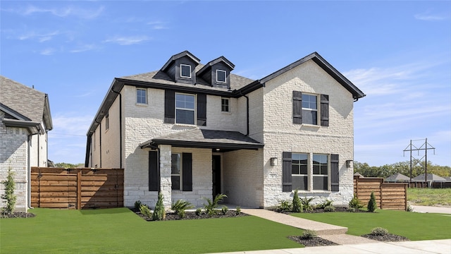 view of front of property with a front lawn