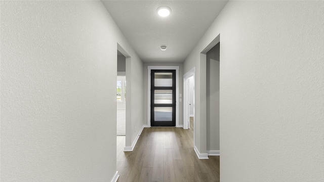 corridor with dark hardwood / wood-style floors