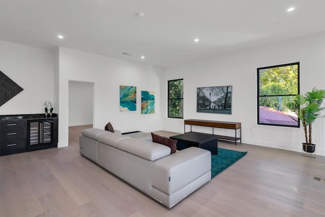 living room featuring light wood-type flooring