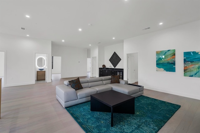 living room with wood-type flooring