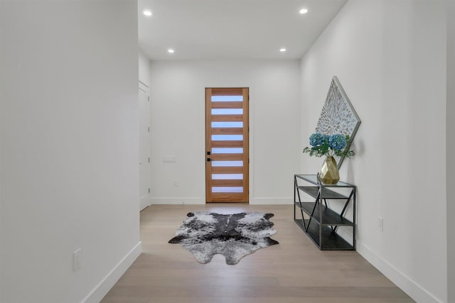 entryway with light wood-type flooring