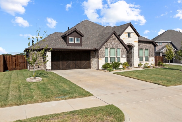 view of front of home with a garage and a front yard