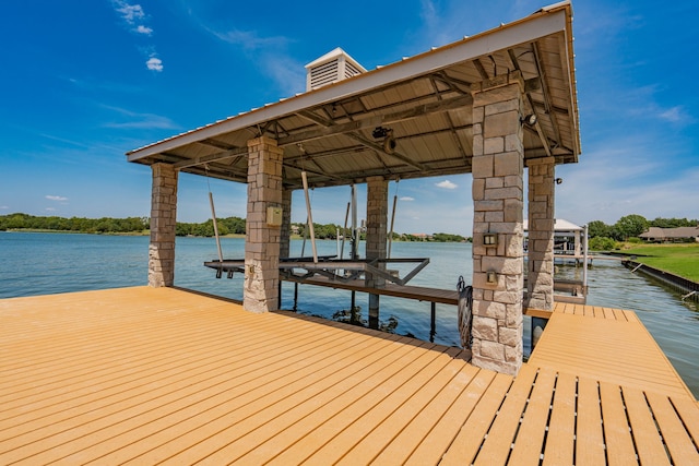 dock area with a water view