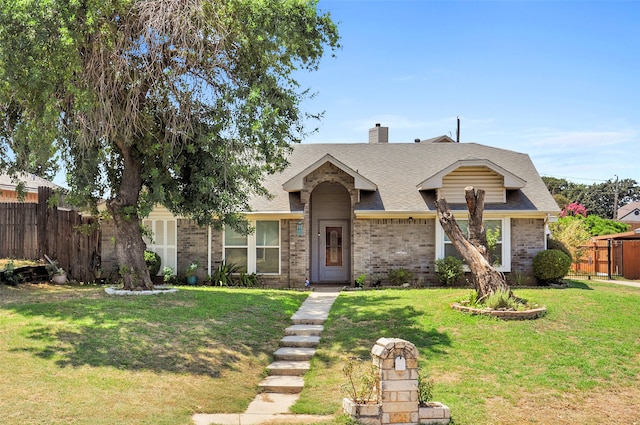 ranch-style house featuring a front lawn