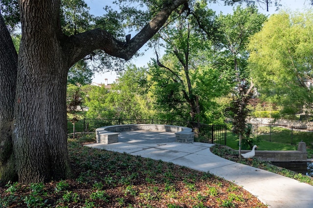 view of community with a patio