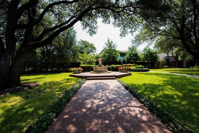 view of home's community with a yard