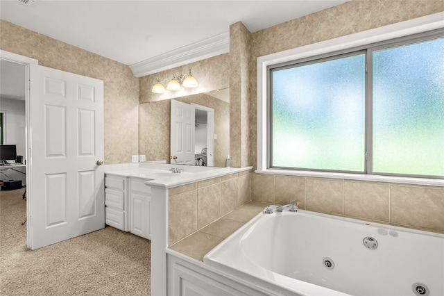 bathroom with vanity and a bathing tub