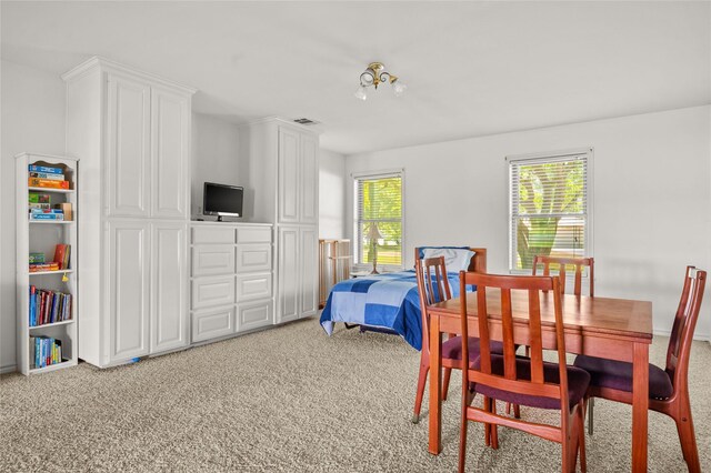 carpeted dining room featuring plenty of natural light