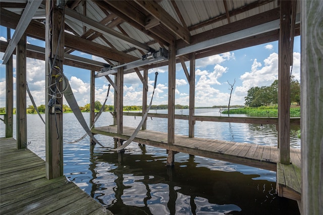 view of dock featuring a water view