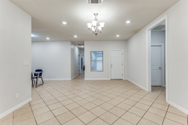 interior space with a notable chandelier