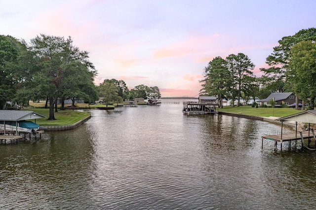 water view with a dock