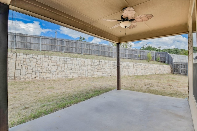 view of patio / terrace with ceiling fan