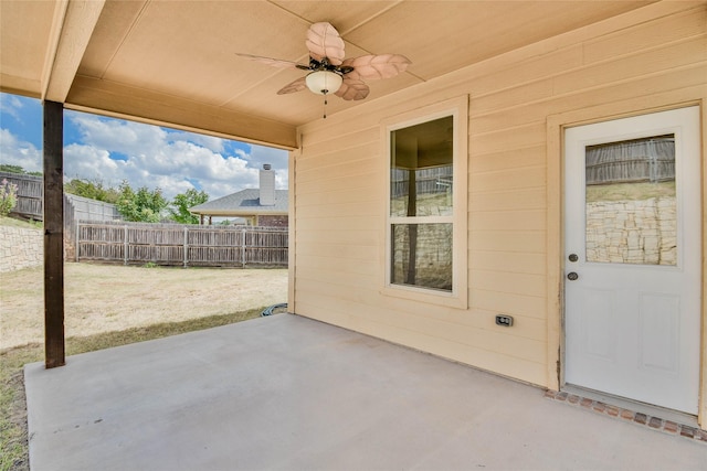 view of patio with ceiling fan