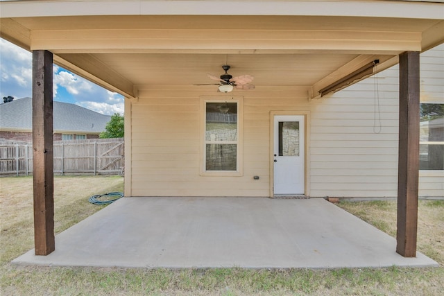 view of patio / terrace featuring ceiling fan