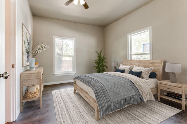 bedroom featuring ceiling fan