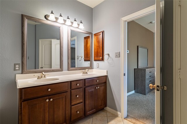 bathroom with vanity and tile patterned floors