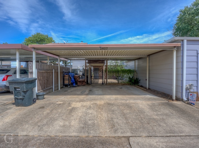 view of parking featuring a carport