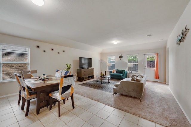 dining room with light tile patterned floors