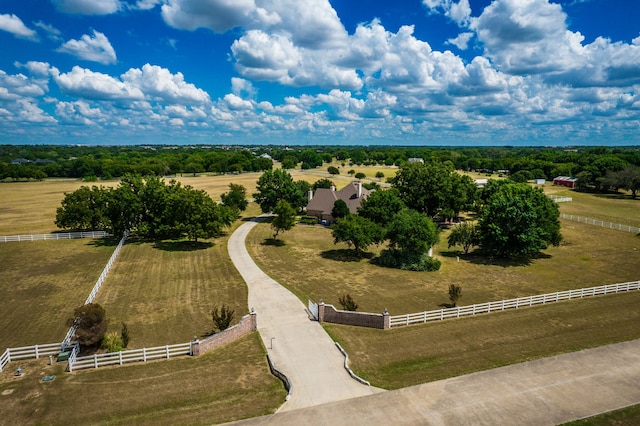 bird's eye view with a rural view