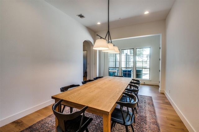 dining area featuring hardwood / wood-style flooring