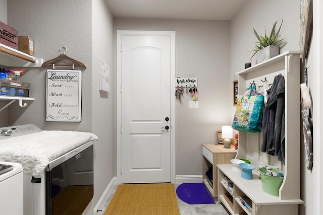 interior space with separate washer and dryer