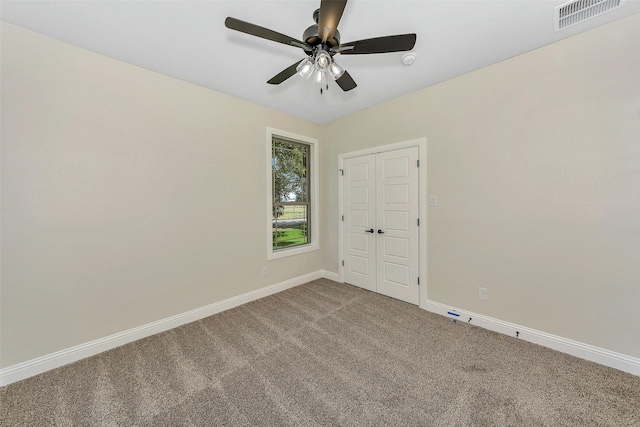 3043 Sunrise Trl, Weatherford, TX 76088 - carpeted empty room with baseboards, visible vents, and ceiling fan