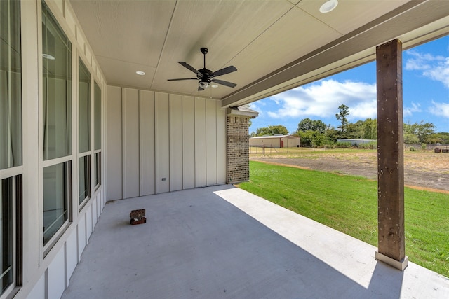 view of patio with ceiling fan