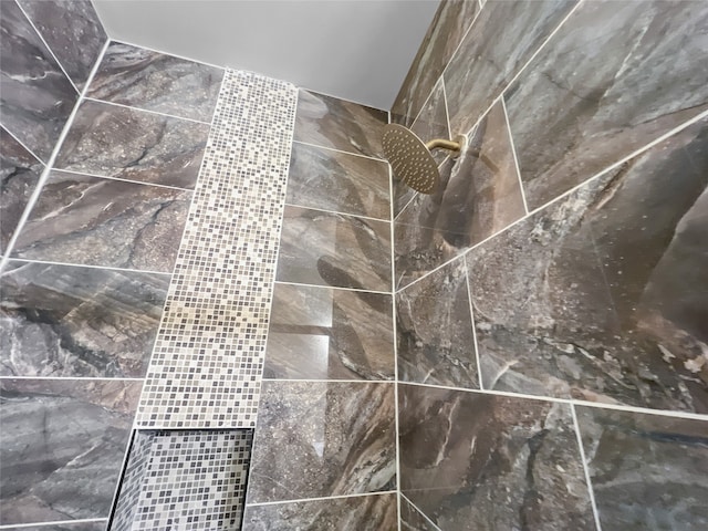 interior details featuring tiled shower