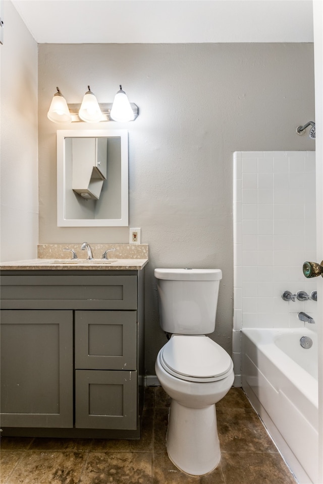 full bathroom featuring vanity, toilet, and shower / bathtub combination